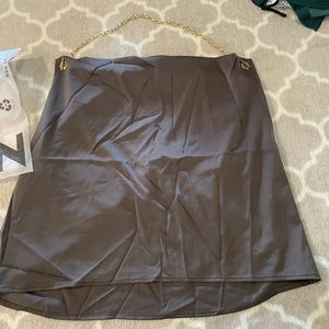 SHEIN DARK BROWN HALTER TOP W/GOLD CHAIN STRAP XL